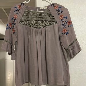 Purple embroidered top